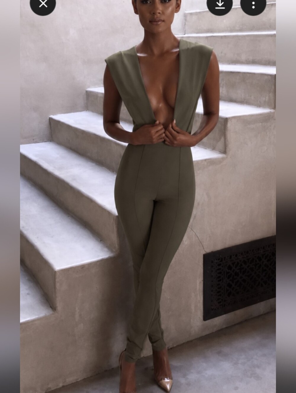 House Of Cb Deep V Skinny Jumpsuit - Picture 1 of 9
